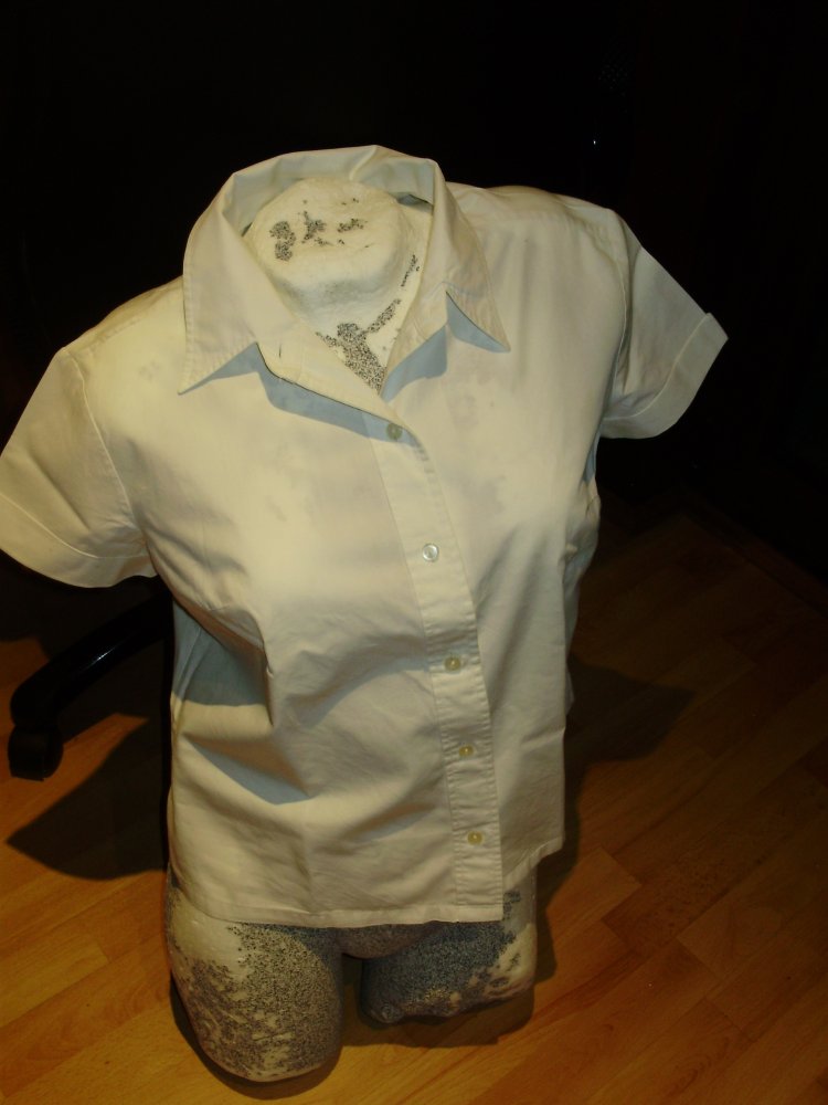 Vintage Bluse weiß Kurzarm 44
