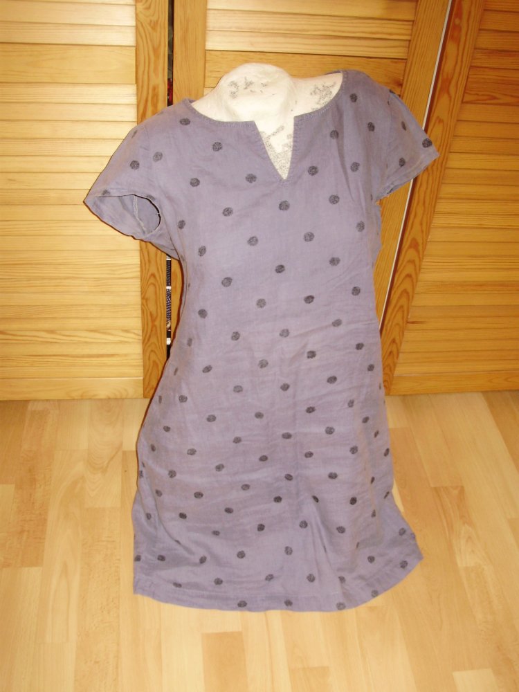 Sandwich Kleid 100% Leinen flieder dunkler 36