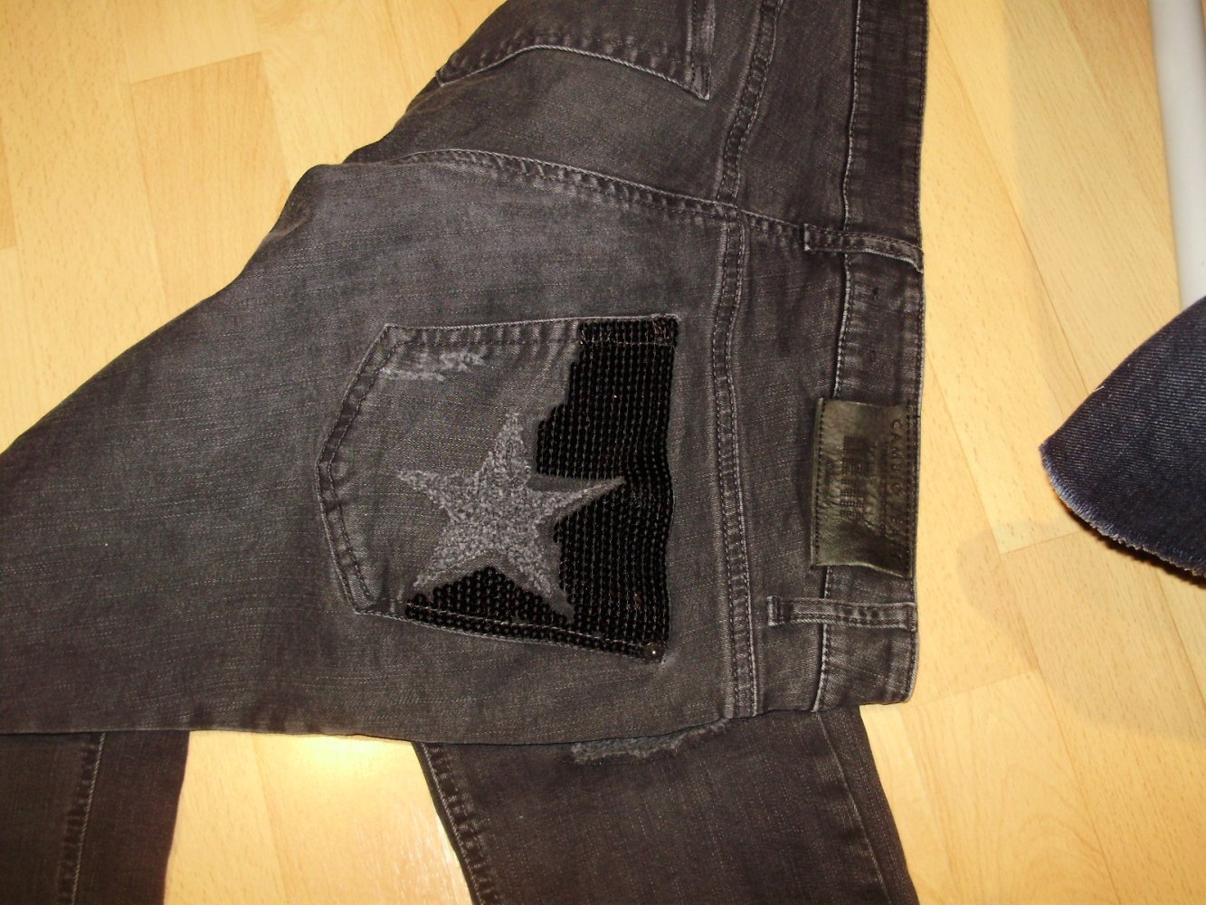 Cambio Jeans Hose schwarz Pailletten Vintage medium rise S