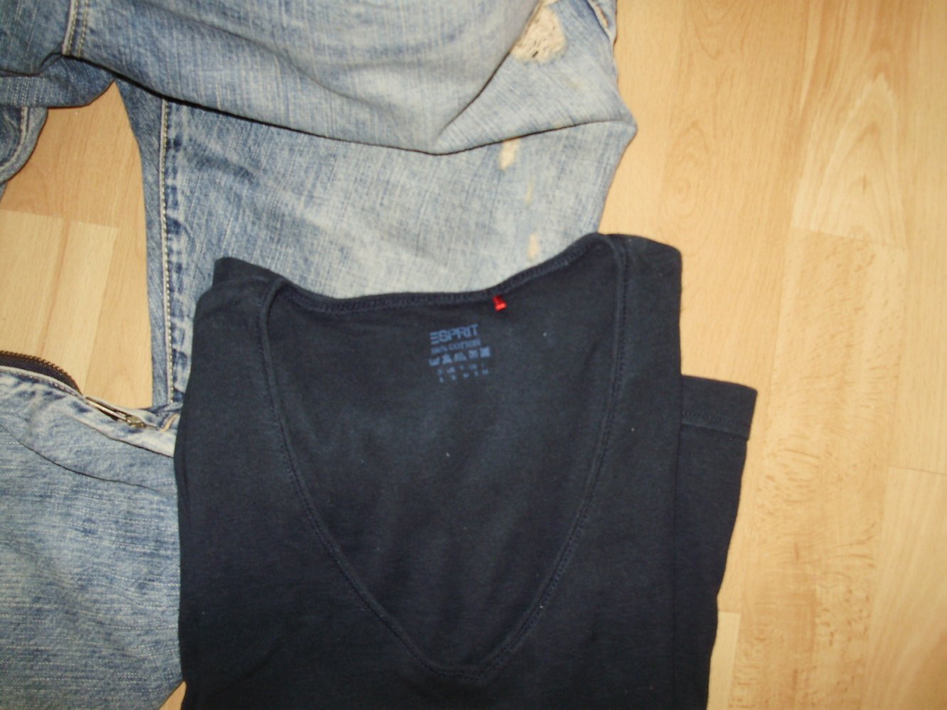 Outfit 9: Jeans 7/8 + Shirt Glitzerstern + Esprit Shirt dblau S