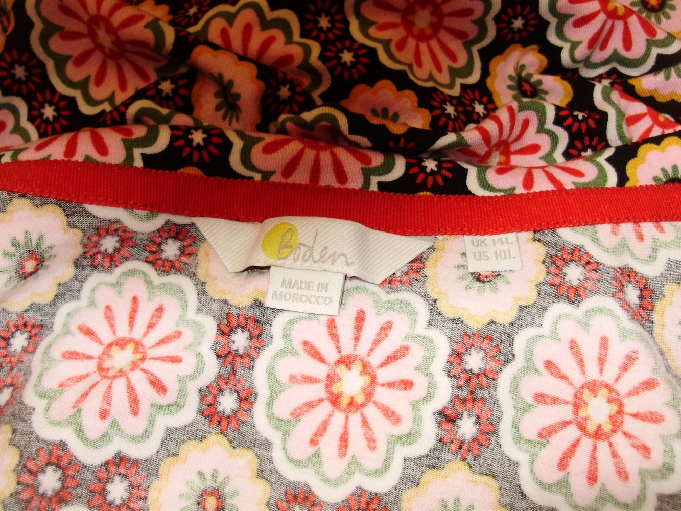 Boden Kleid Wickeloptik bunt Blumen Muster L