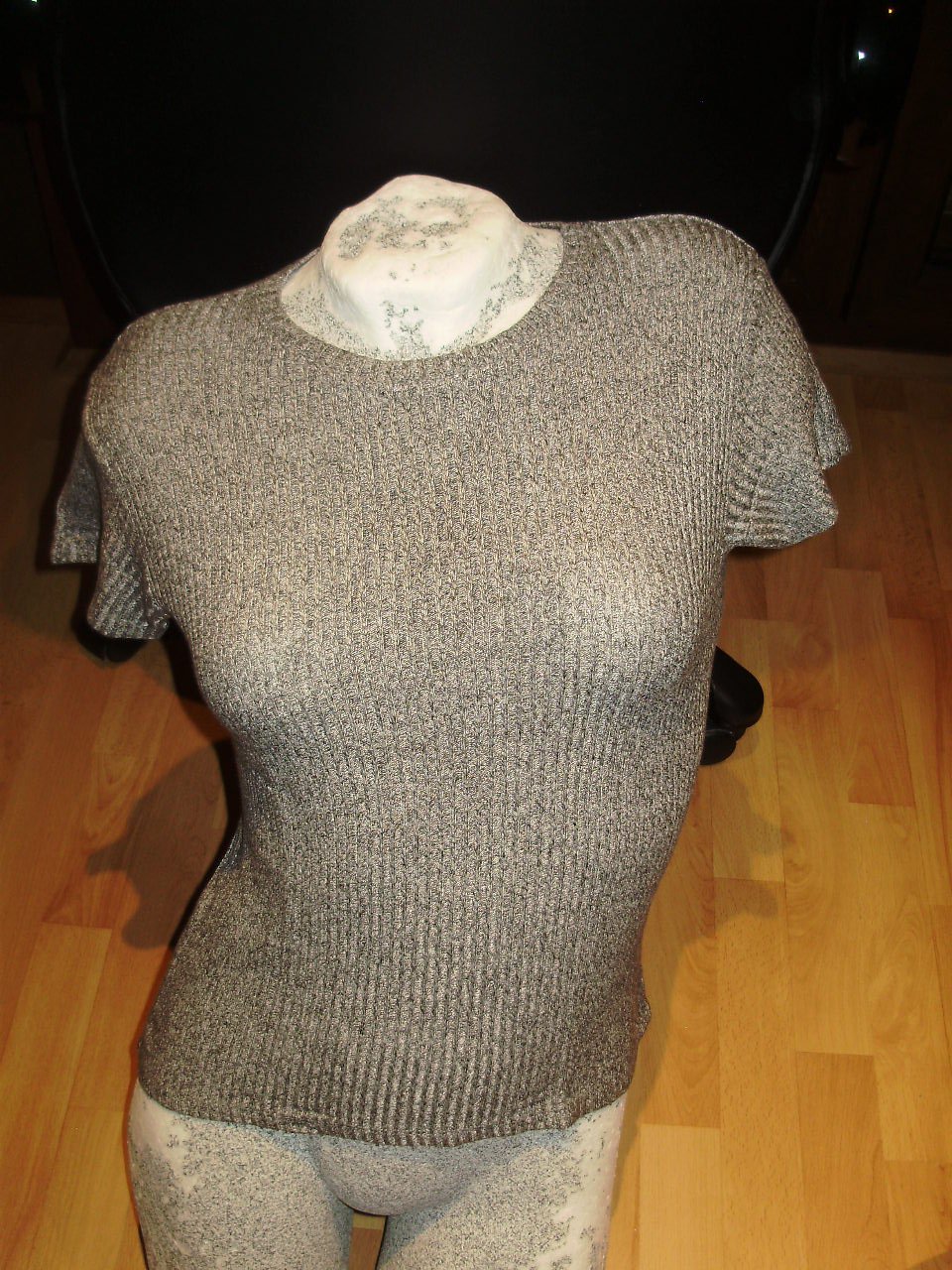 Brandy Melville Shirt sehr stetchig grau meliert Rundausschnitt one size Top!!