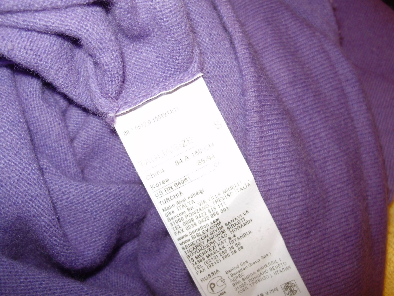 benetton Strickkleid lila Wolle / Angora S