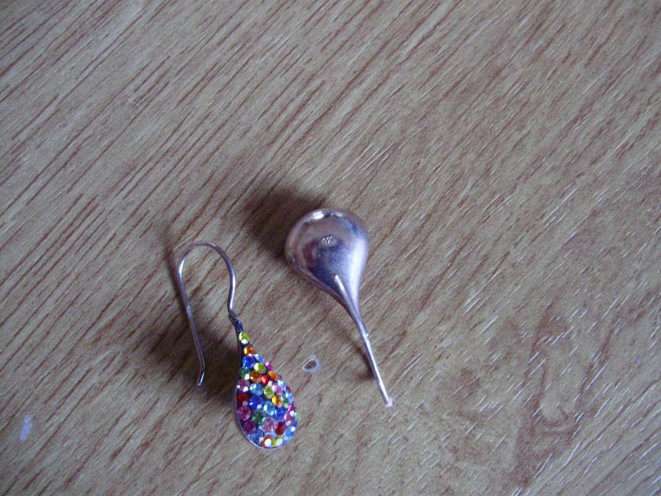 Ohrringe Silber 925 Tropfen bunte Glitzersteine