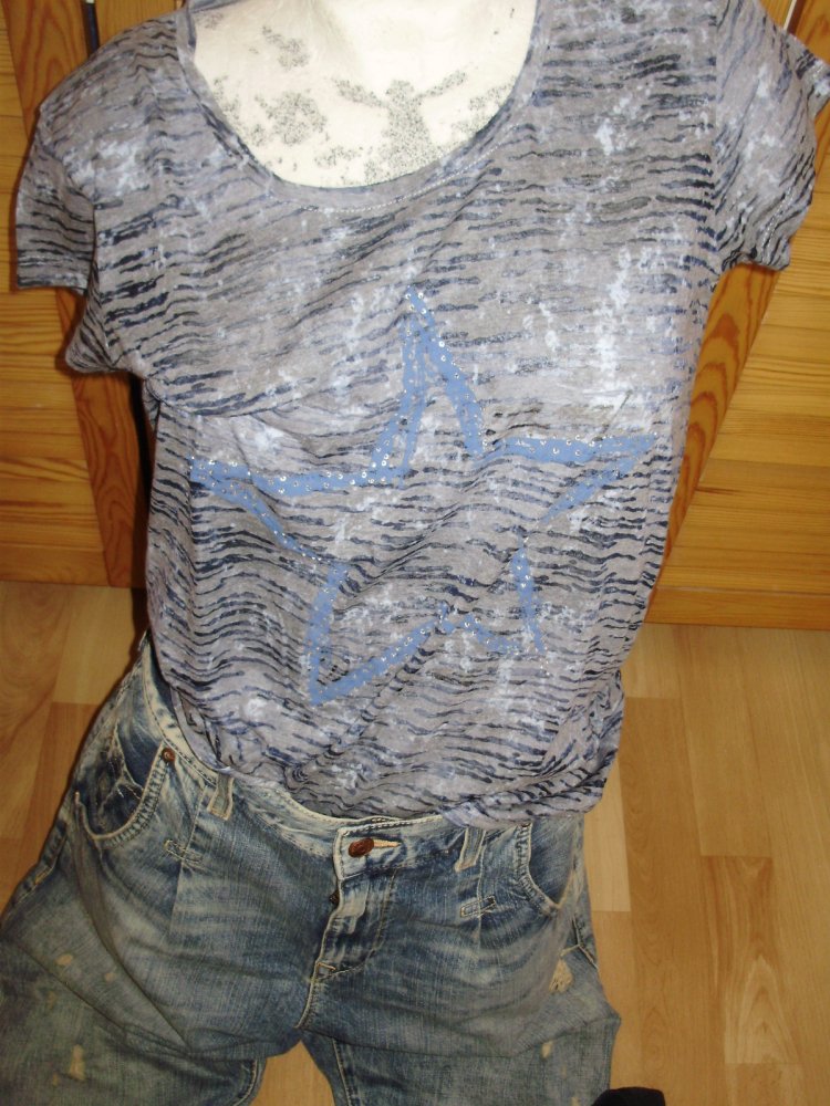 Outfit 9: Jeans 7/8 + Shirt Glitzerstern + Esprit Shirt dblau S