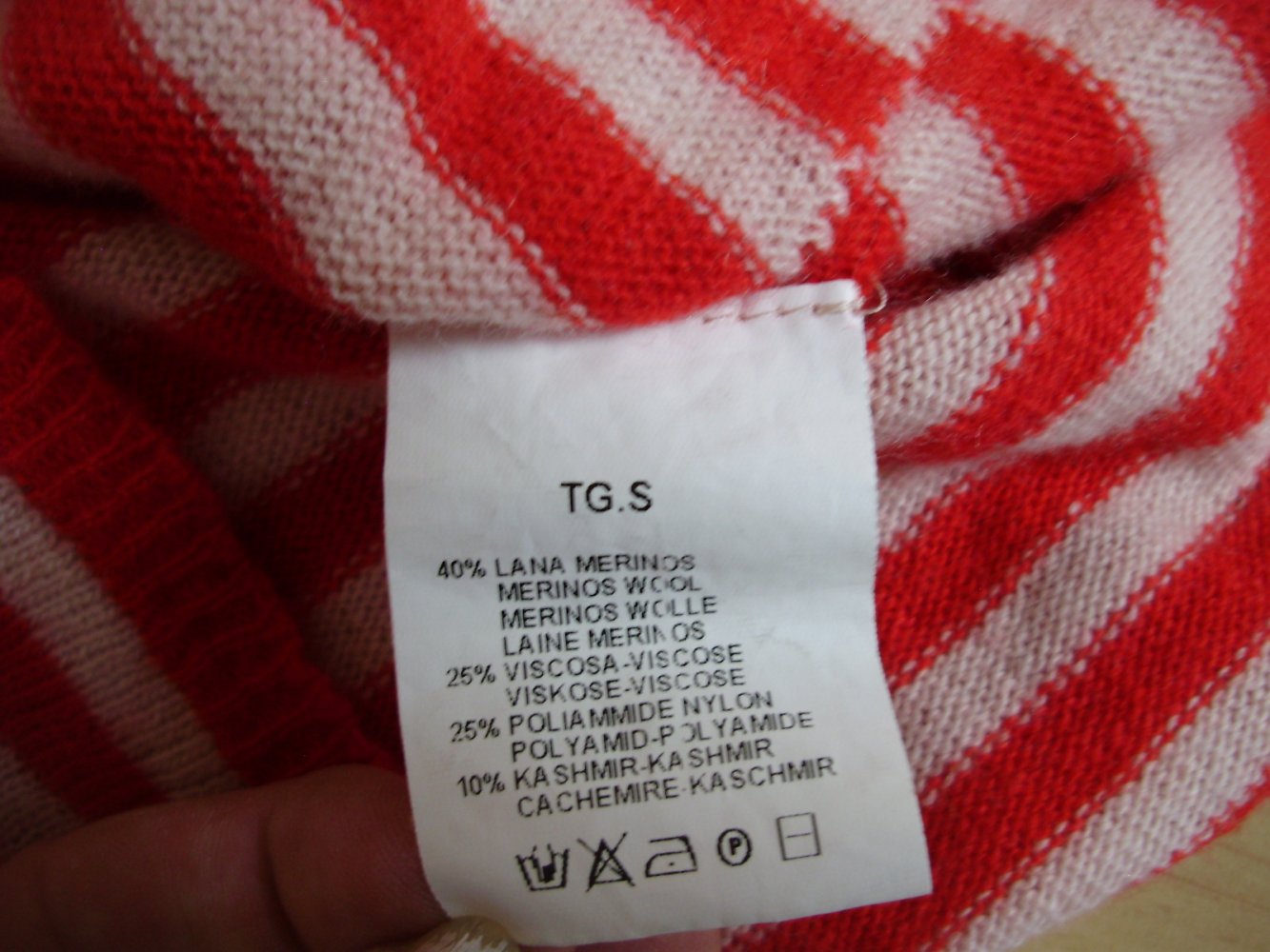 Floor Pullover Streifen rot beige Wolle Kaschmir S