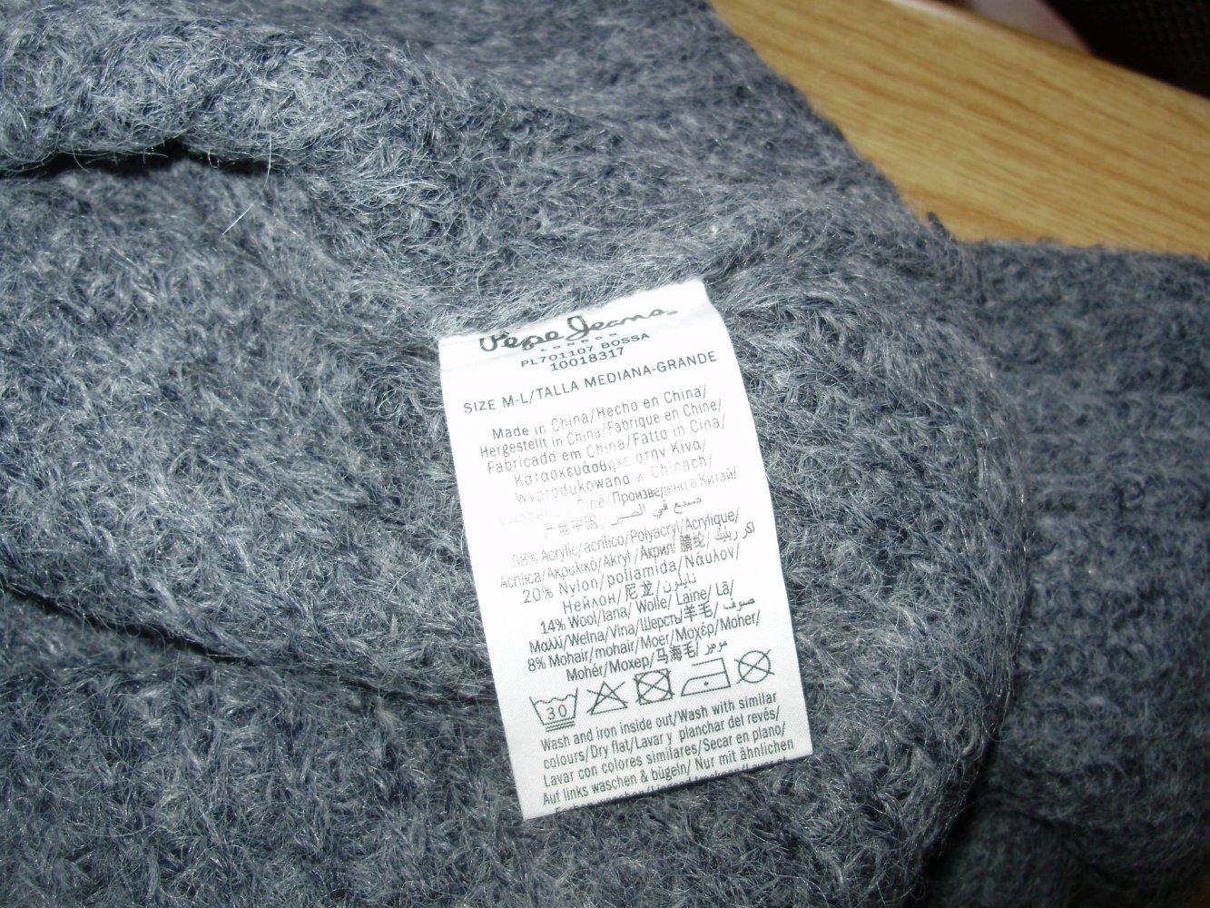Pepe Jeans Kuschel Kleid grau Wolle / Mohair grau M L