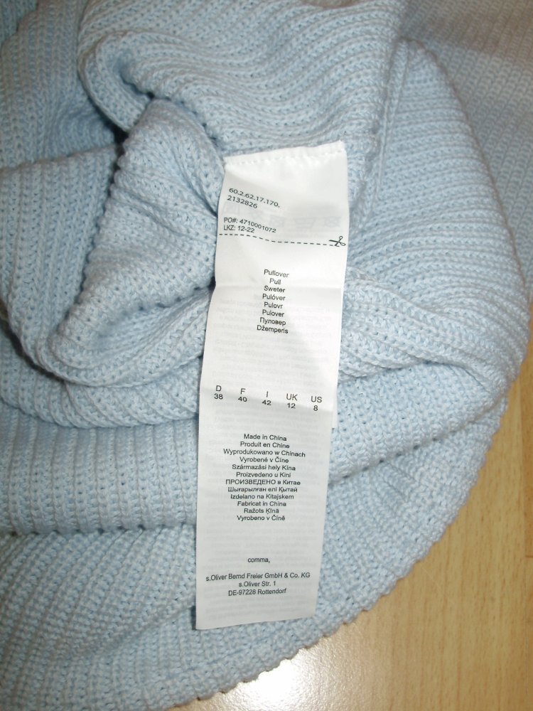 Comma Pullover hellblau BW 38