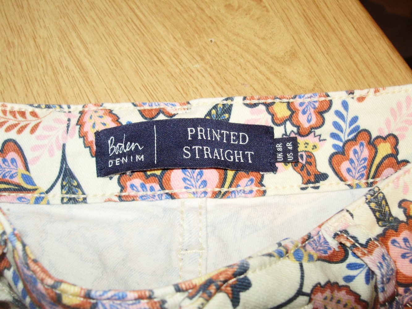 Boden Hose Denim Printed Straight Blumen UK 8R = S