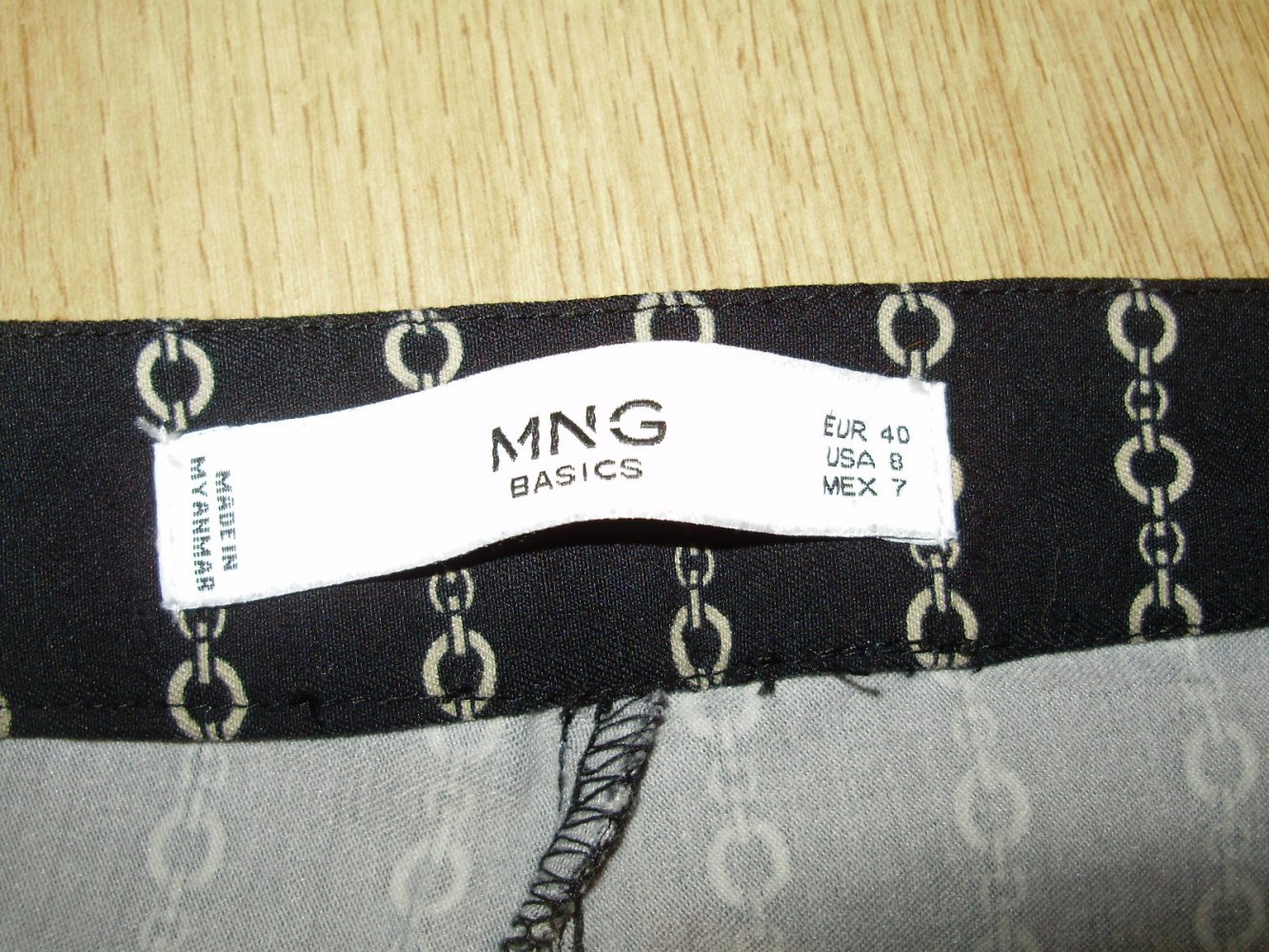 Mango Hose schwarz camel Muster elegant Stretch 40