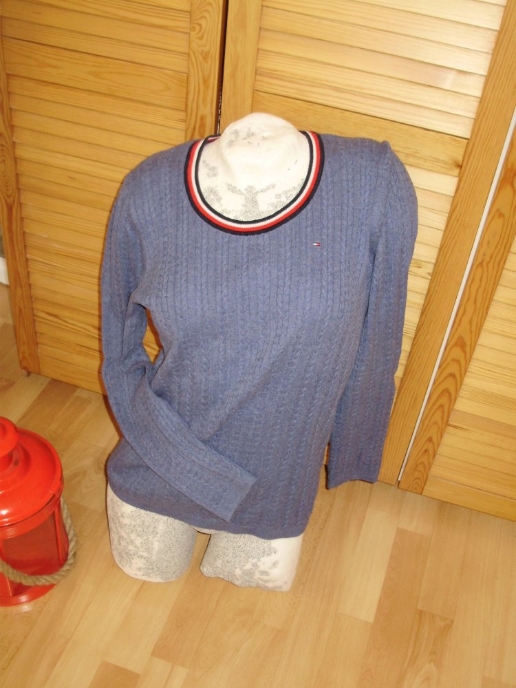 Tommy Hilfiger Pullover mittelblau Zopfmuster Übergang M