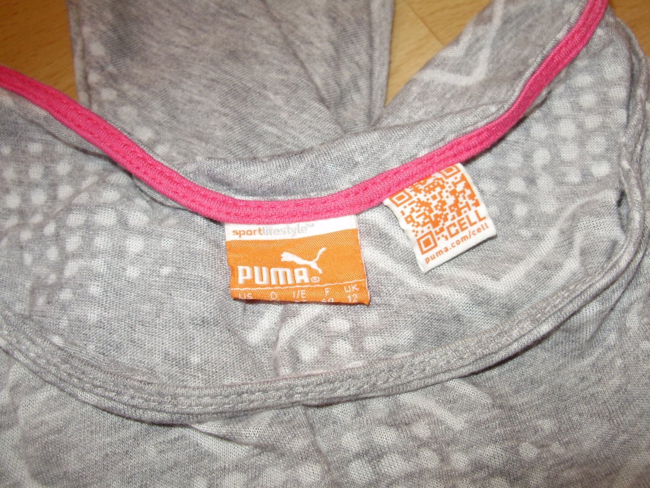 Puma LA Shirt hellgrau Muster angeschnittene Ärmel M