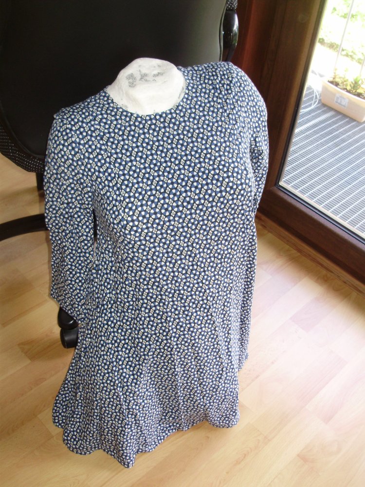 H&M Kleid 3/4 Arme blau Muster 34