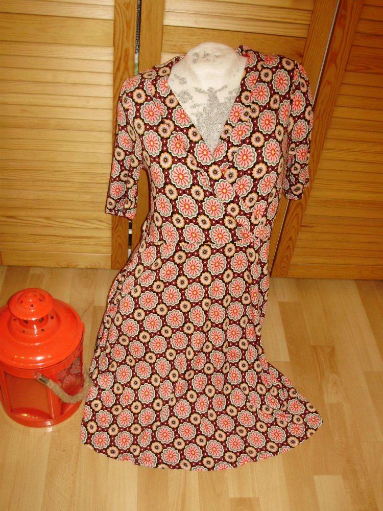 Boden Kleid Wickeloptik bunt Blumen Muster L