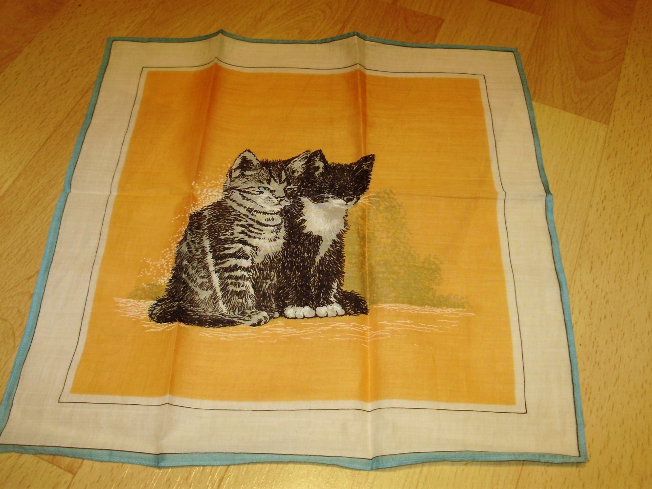 Taschentuch Vintage Stoff Katze NEU