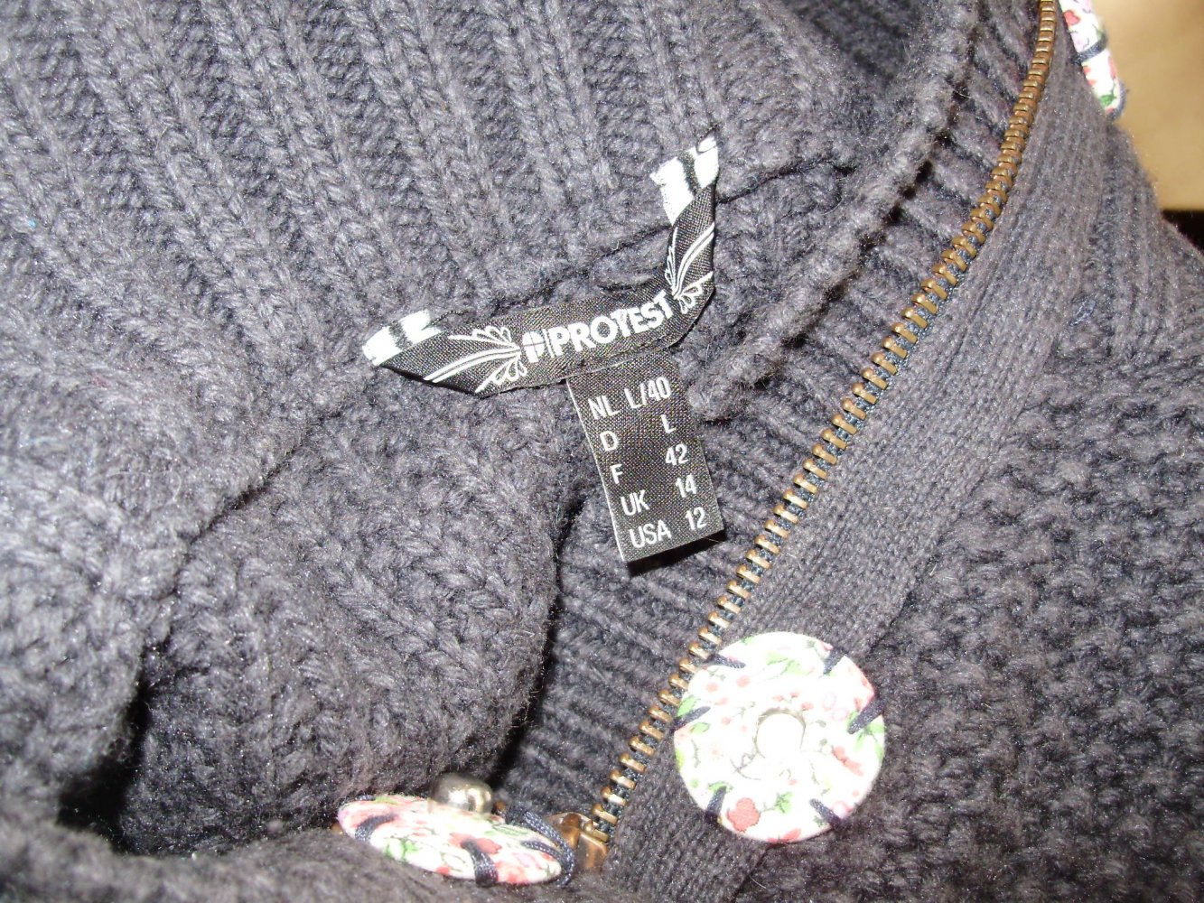 Protest Strickmantel Kapuze graublau warm L