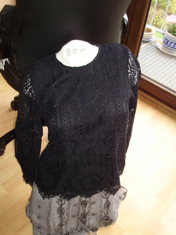H&M Oberteil schwarz Spitze LA Gr 36 NEU