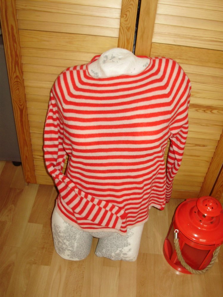 Floor Pullover Streifen rot beige Wolle Kaschmir S