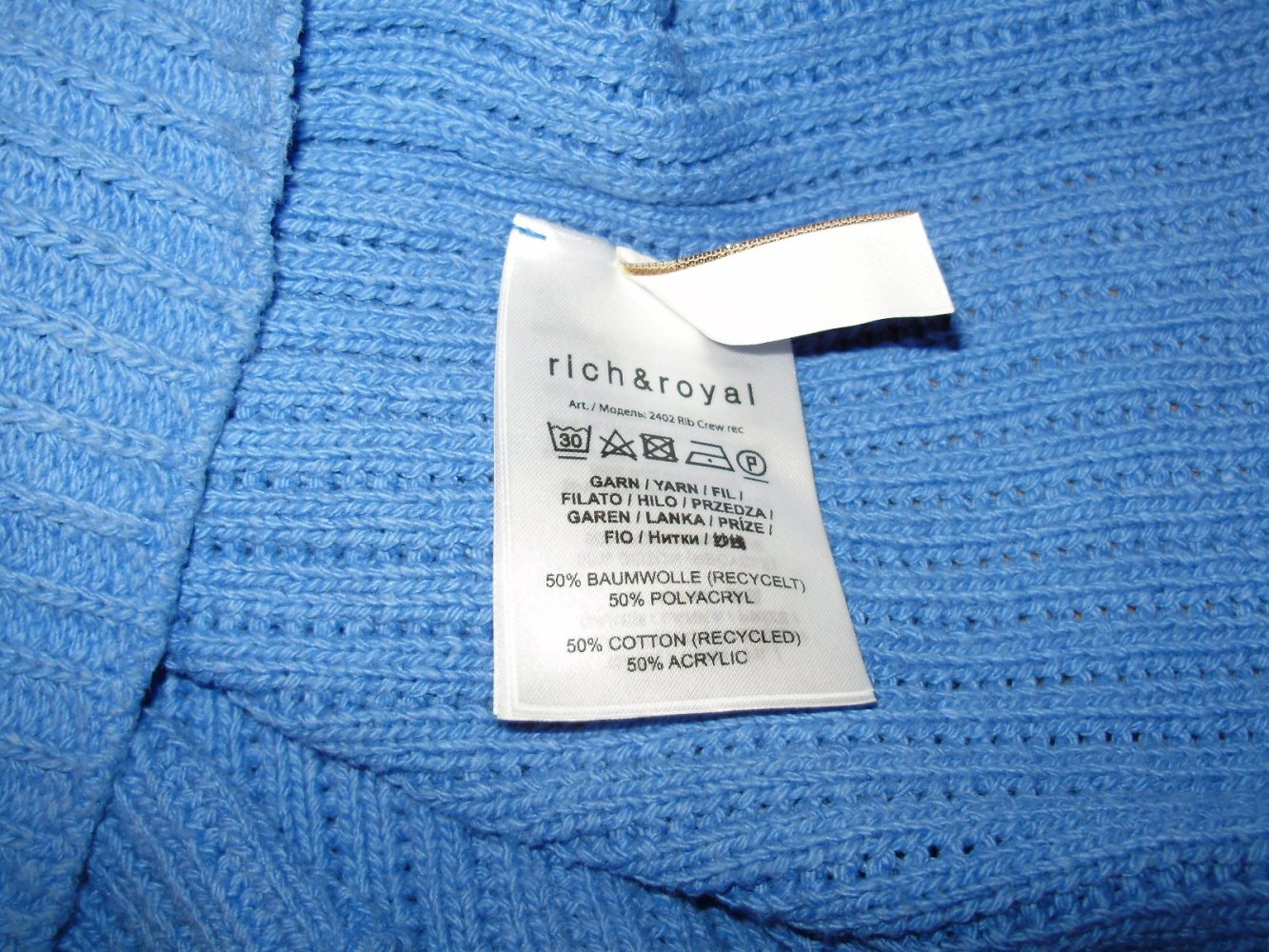 Rich & Royal Pullover himmelblau BW Modal S M