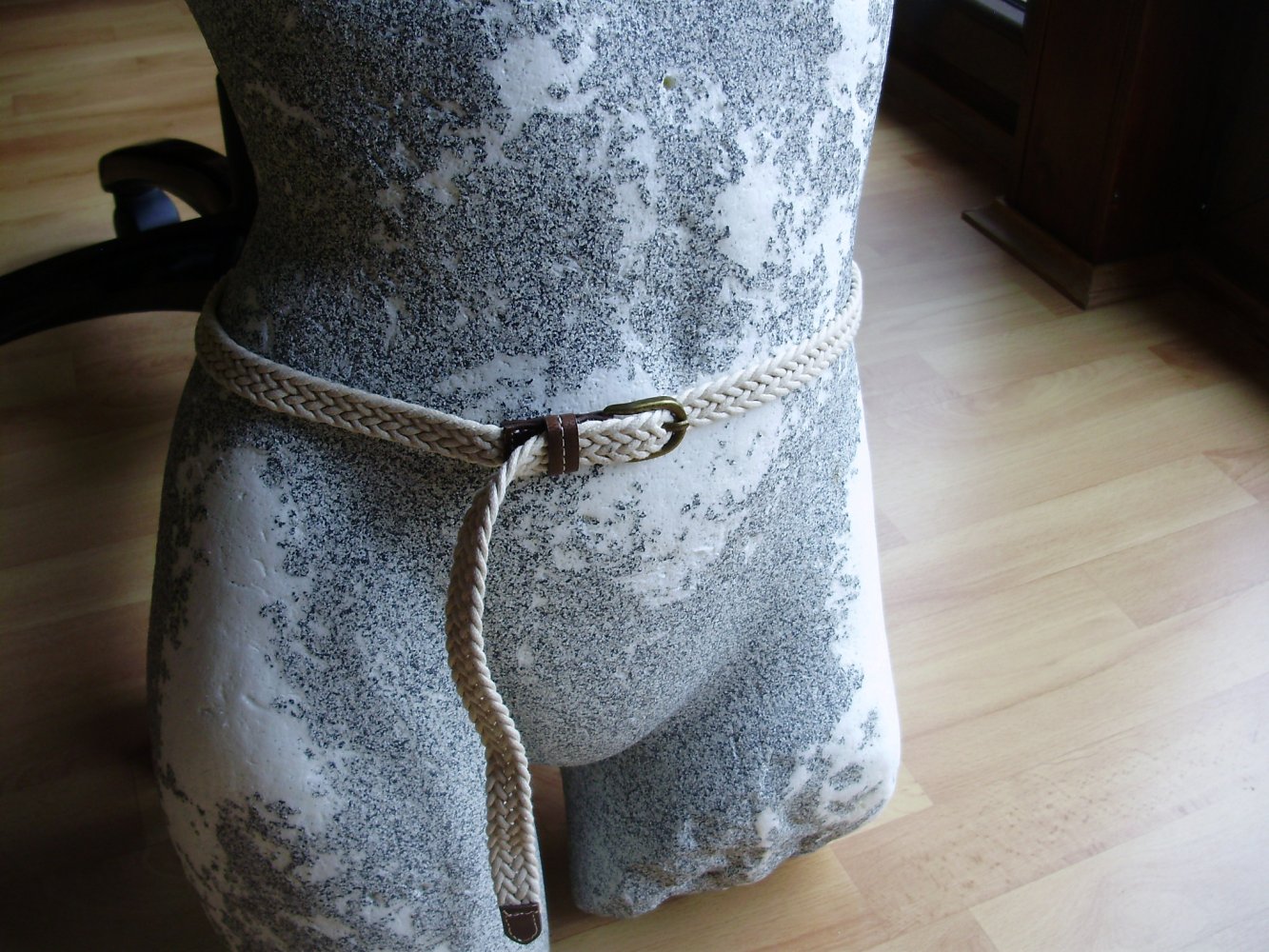 Gürtel beige braun Flecht schmal 99 cm wie neu