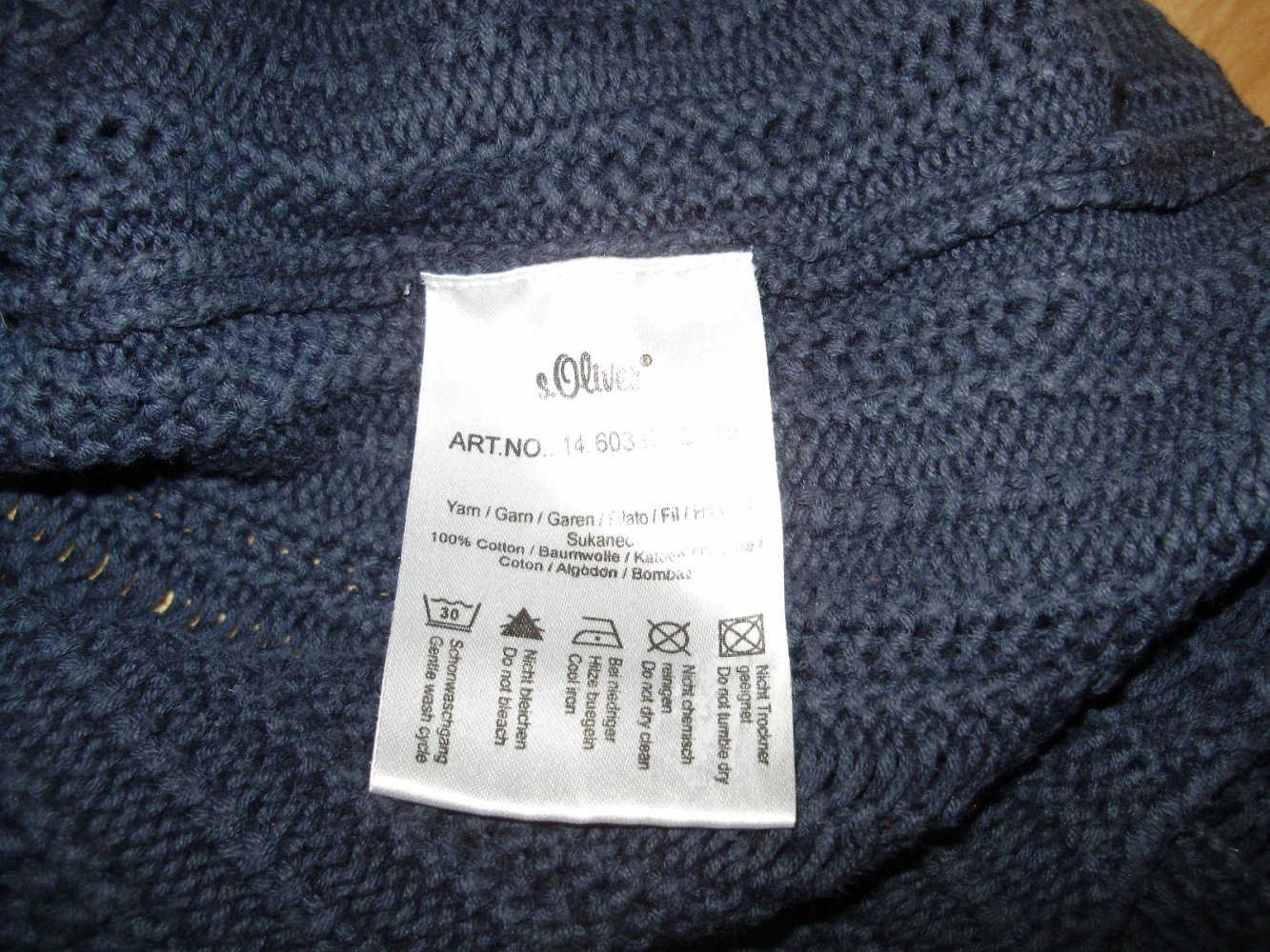 s. oliver Pullover 100% BW dblau ausgefallen Gr 36