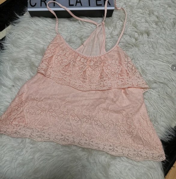 Rose spitzen Volant top