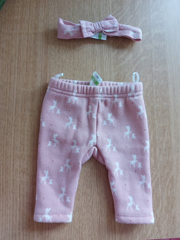 supersüßes rosa Bambi-Set aus Hose und Haarschleife Gr. 56