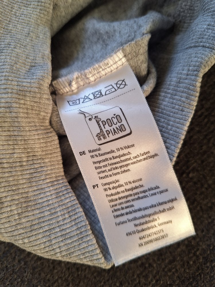 grauer Dinopullover Gr. 104 T-Rex