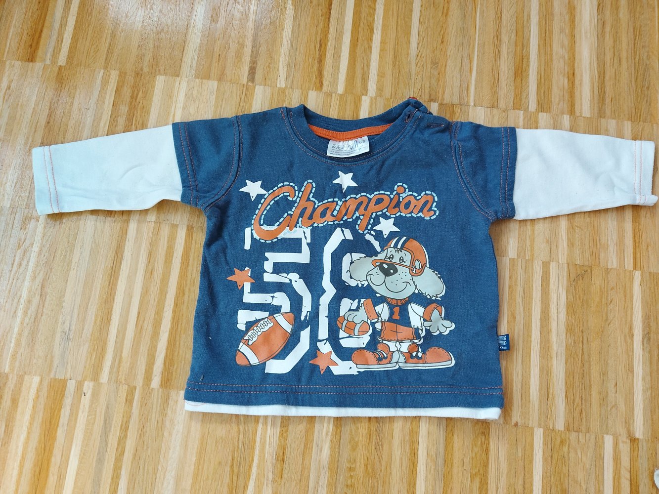langärmliger blauer Babypullover Champion Gr. 68