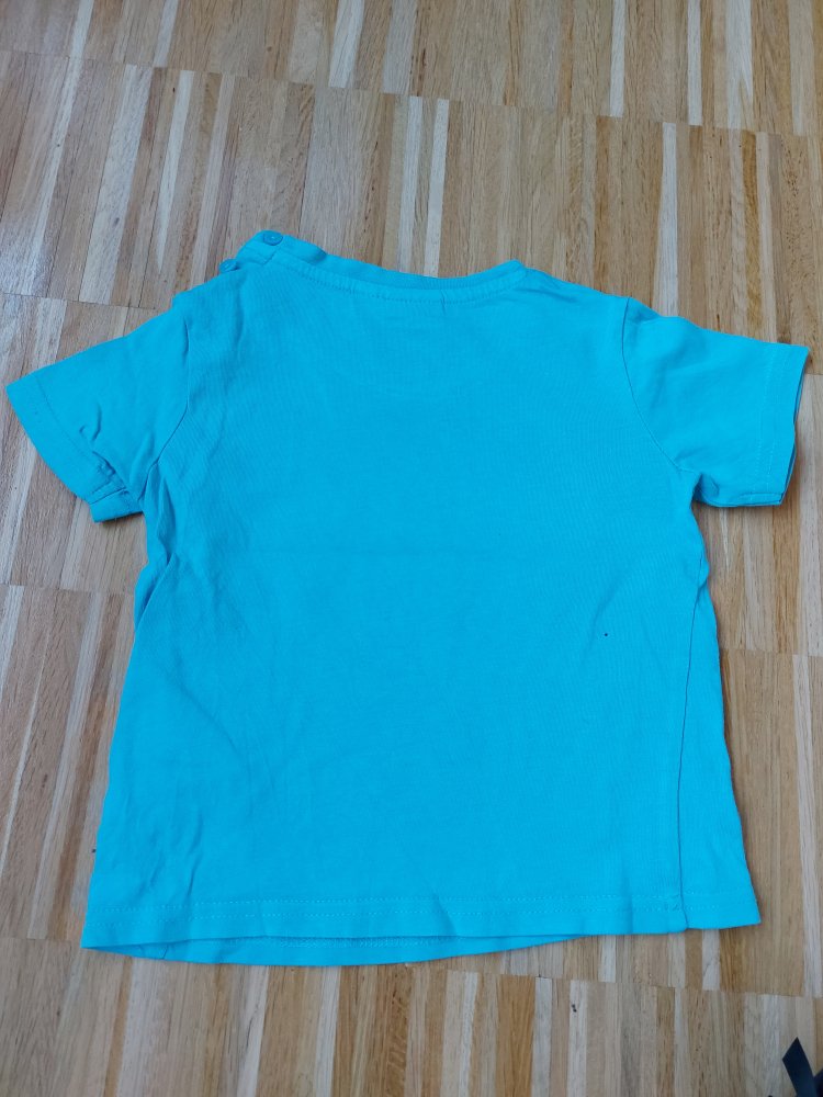 kurzärmliges türkises T-Shirt mit surfendem Bärchen Gr. 86/92