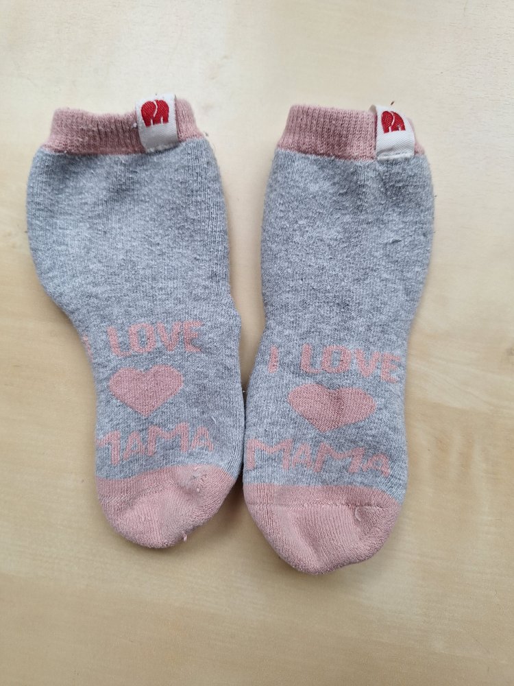 grau-rosa elefanten Stoppersocken I love Mama