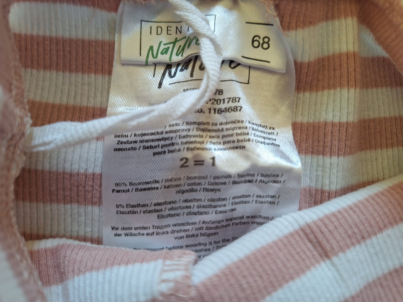 rosa weiß gestreifte Babyhose, Gr. 68