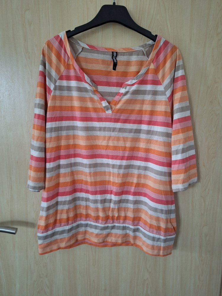 Apricot-beige gestreiftes Blusenshirt Gr. L Frühling