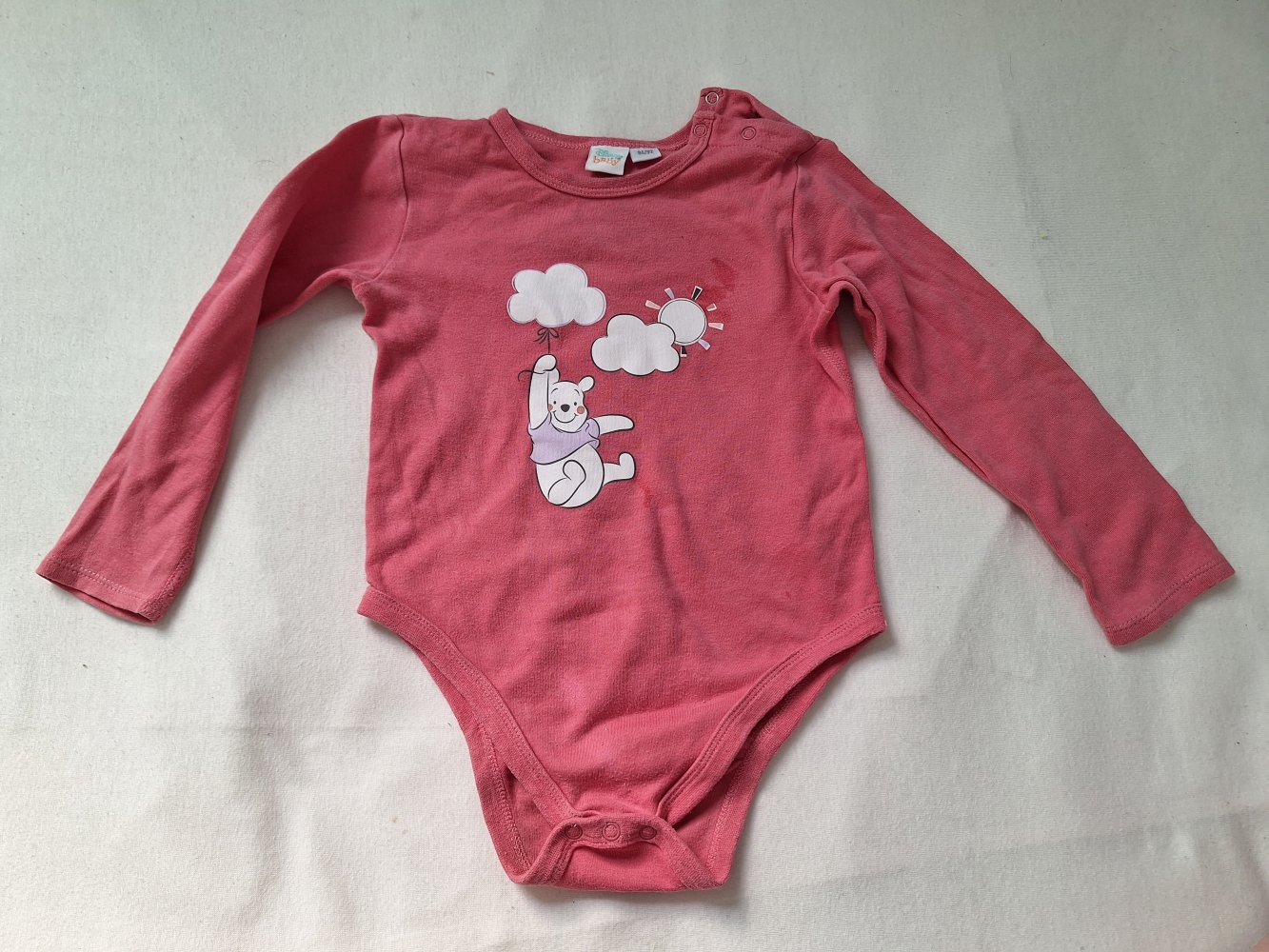 Korallroter Langarmbody Winnie Pooh Gr. 86/92