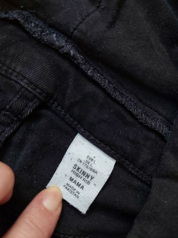 schwarze Umstandshose / Umstandsjeans Gr. L Skinny High Rib