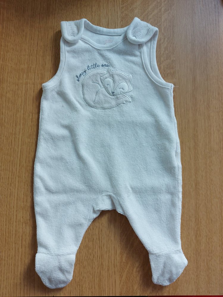 süßer weißer Fuchs-Strampler, Gr. 56 sleepy little one - geschlechtsneutral, unisex