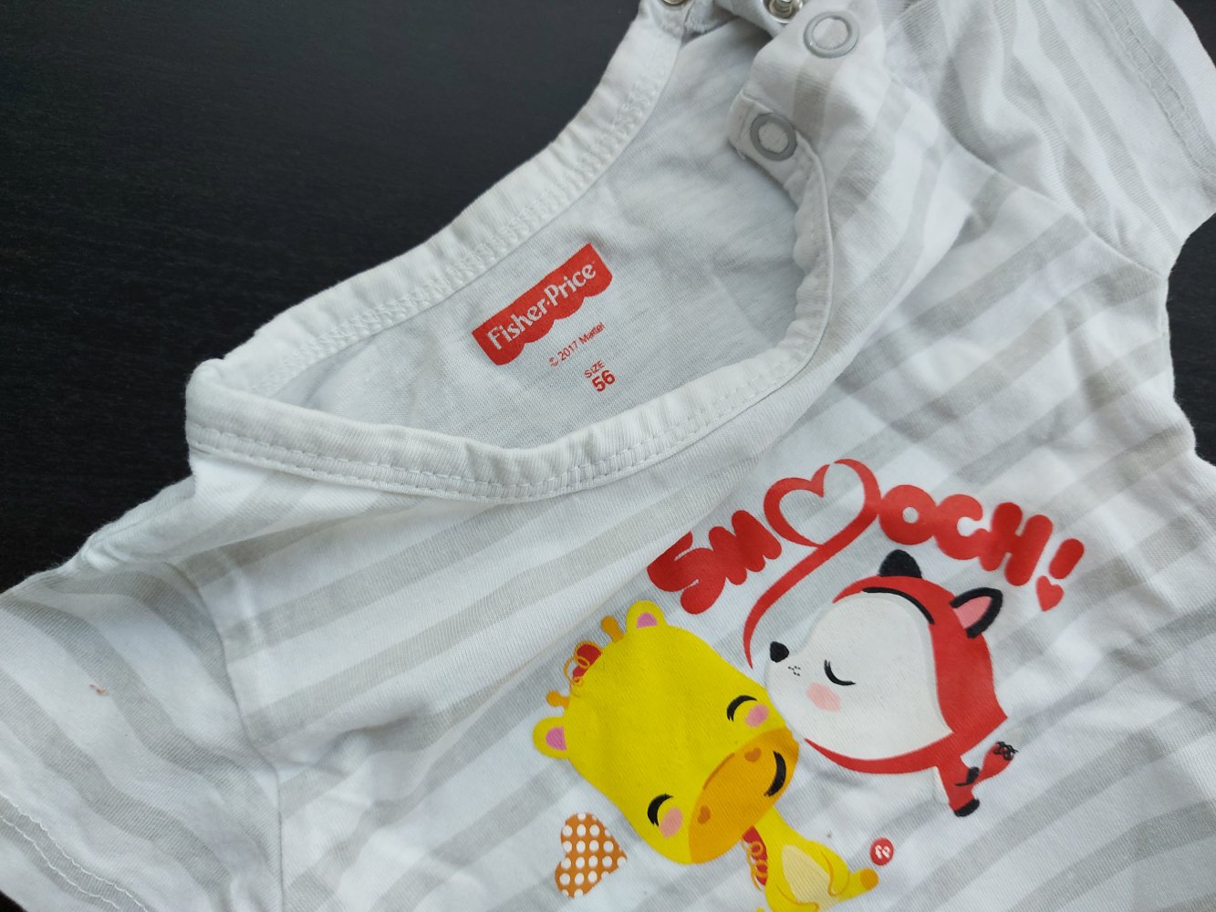 weiß-grauer Kurzarmbody Smooch!, Gr. 56 