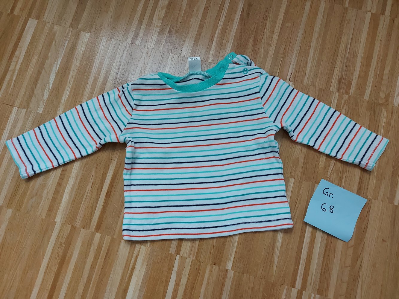 langärmliger bunt gestreifter Babypullover Gr. 68