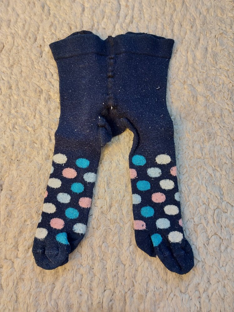 dunkelblaue Babystrumpfhose , gepunktet, Gr. 50-56