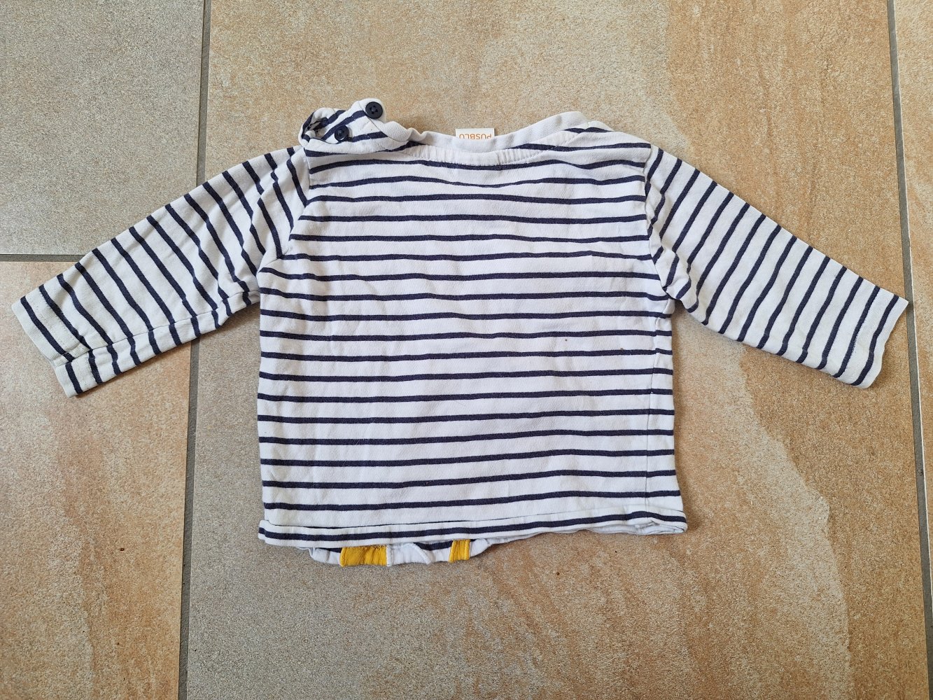 blau-weiß gestreiftes Langarmshirt mit Löwe und Affe, Gr. 74