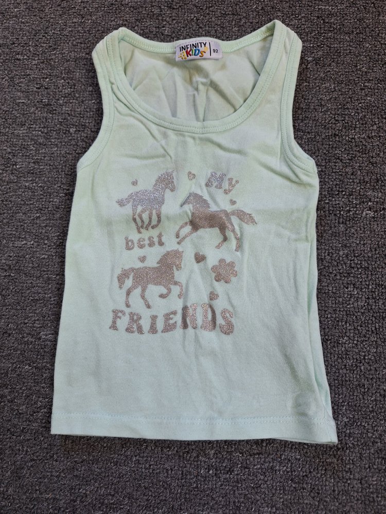 Set: türkises Unterhemd/Tanktop mit Pferden, Gr. 92