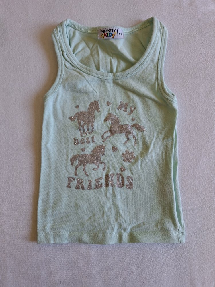 Set: türkises Unterhemd/Tanktop mit Pferden, Gr. 92