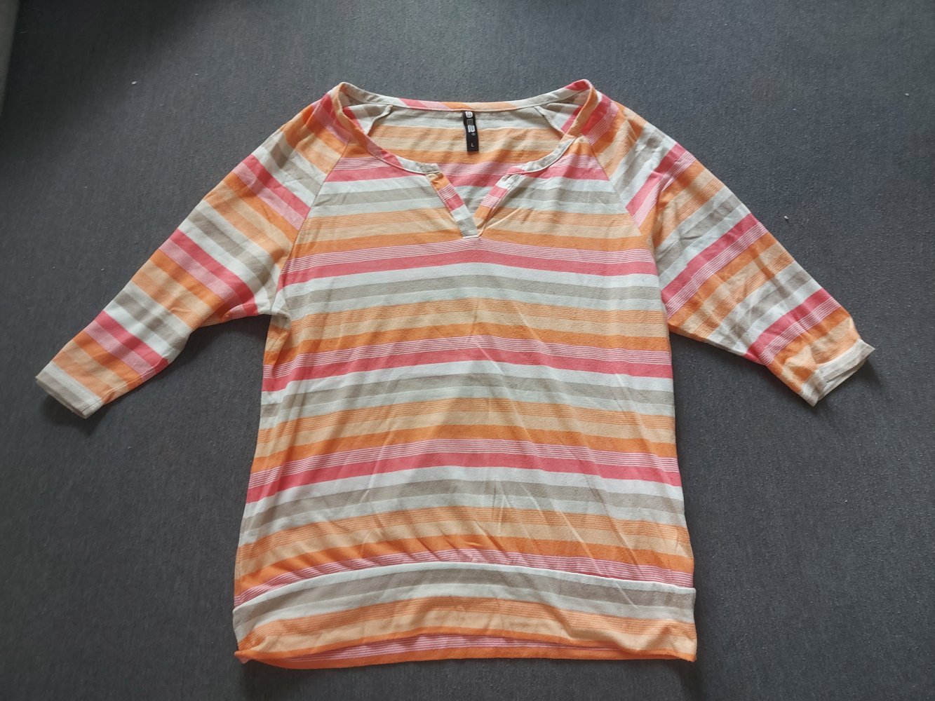 Apricot-beige gestreiftes Blusenshirt Gr. L Frühling