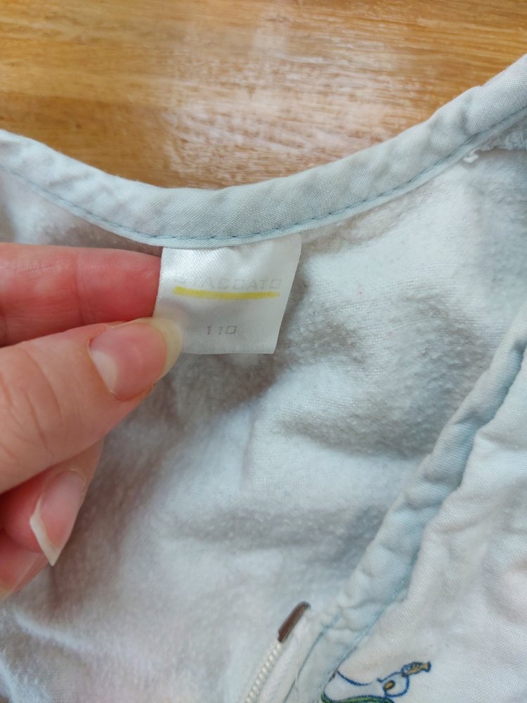 hellblauer Babyschlafsack 110 cm, Reißverschluss defekt