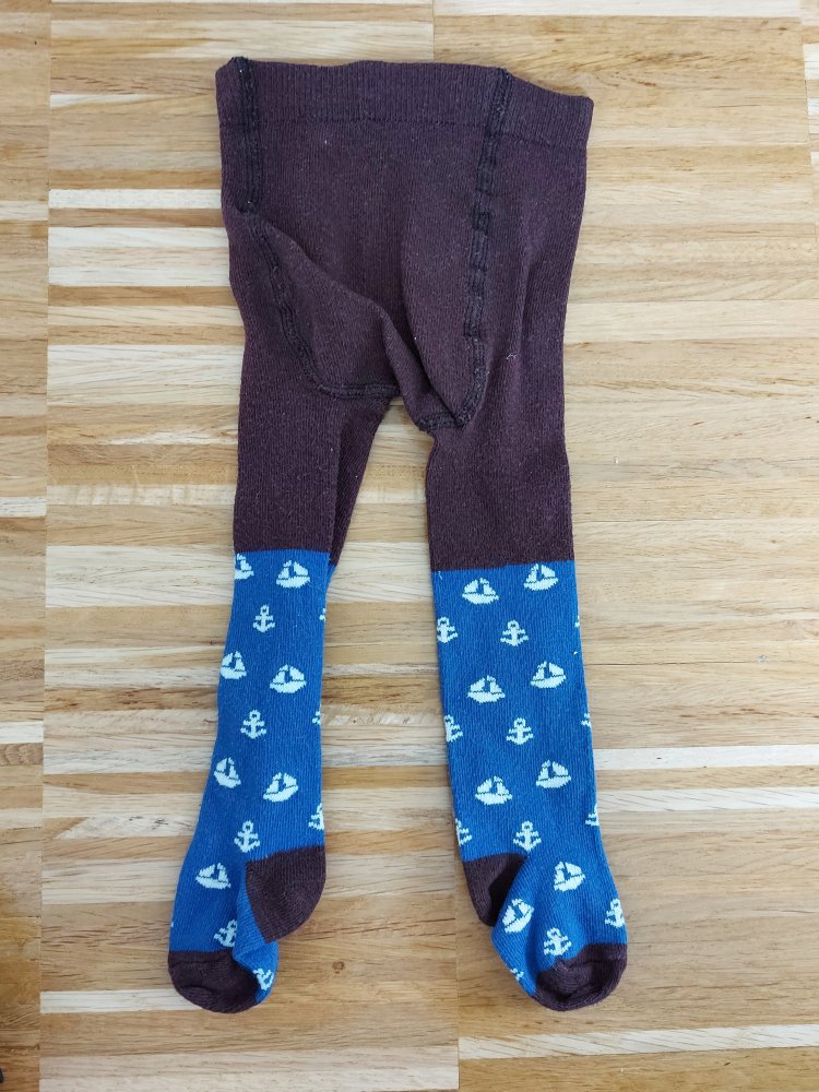 braune Babystrumpfhose mit blauem Ankermuster Gr. 62/68*neuwertig