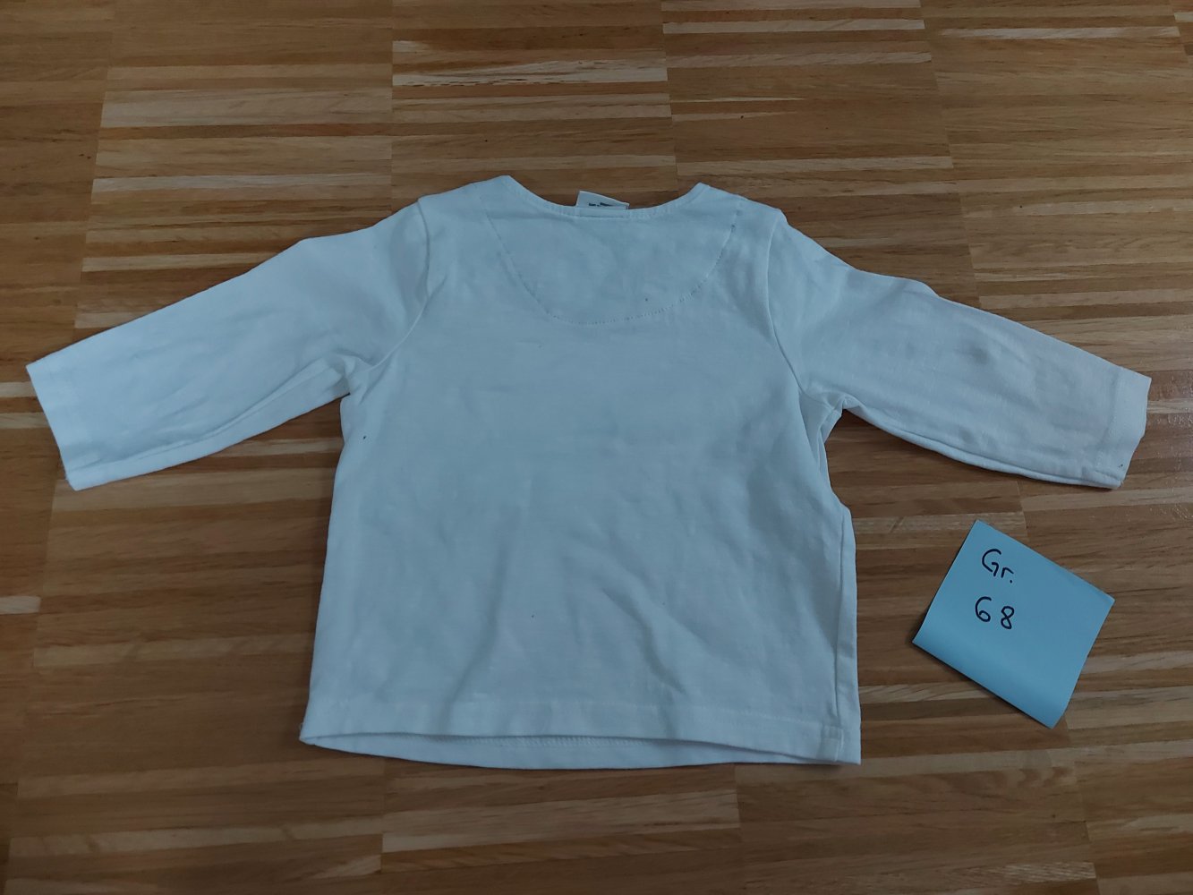 langärmliger weißer Babypullover Gr. 68 mit Giraffe, Bär und Hase