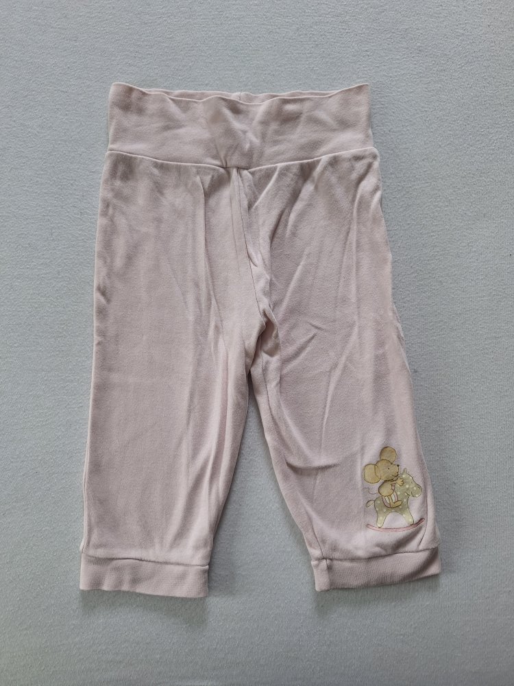 Rosa Stoffhose mit Lillebi-Maus und breitem Bund Gr. 74/80