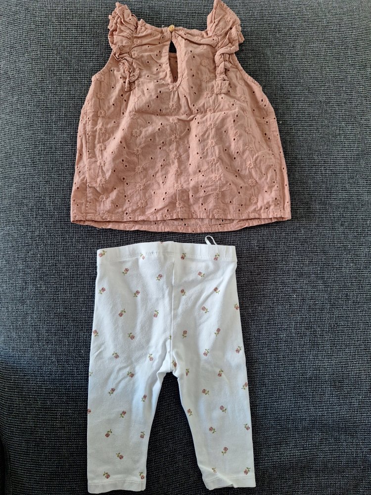 Niedliches Blümchenset, 2-teilig: Hose und Rüschenshirt Gr. 68