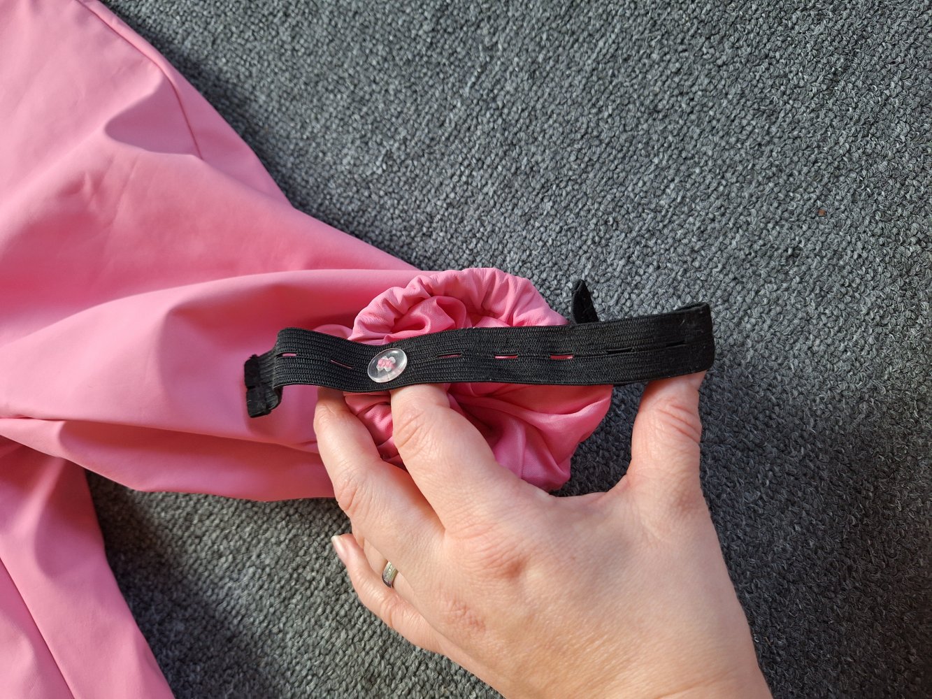 pinke Regenhose/ Matschhose Gr. 86 mitwachsend