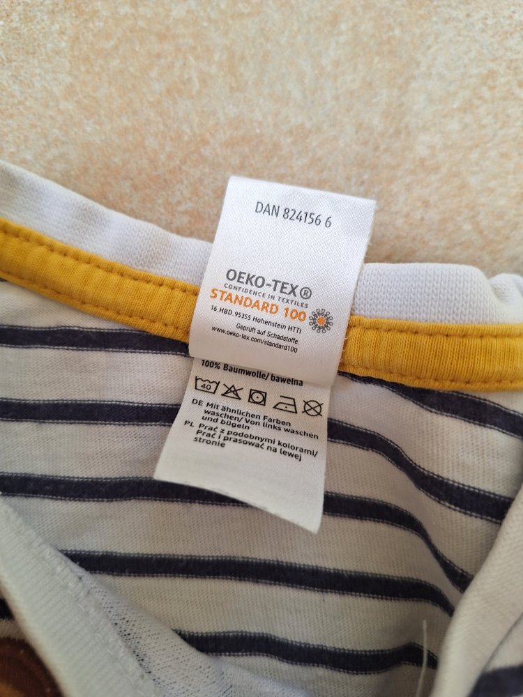 blau-weiß gestreiftes Langarmshirt mit Löwe und Affe, Gr. 74